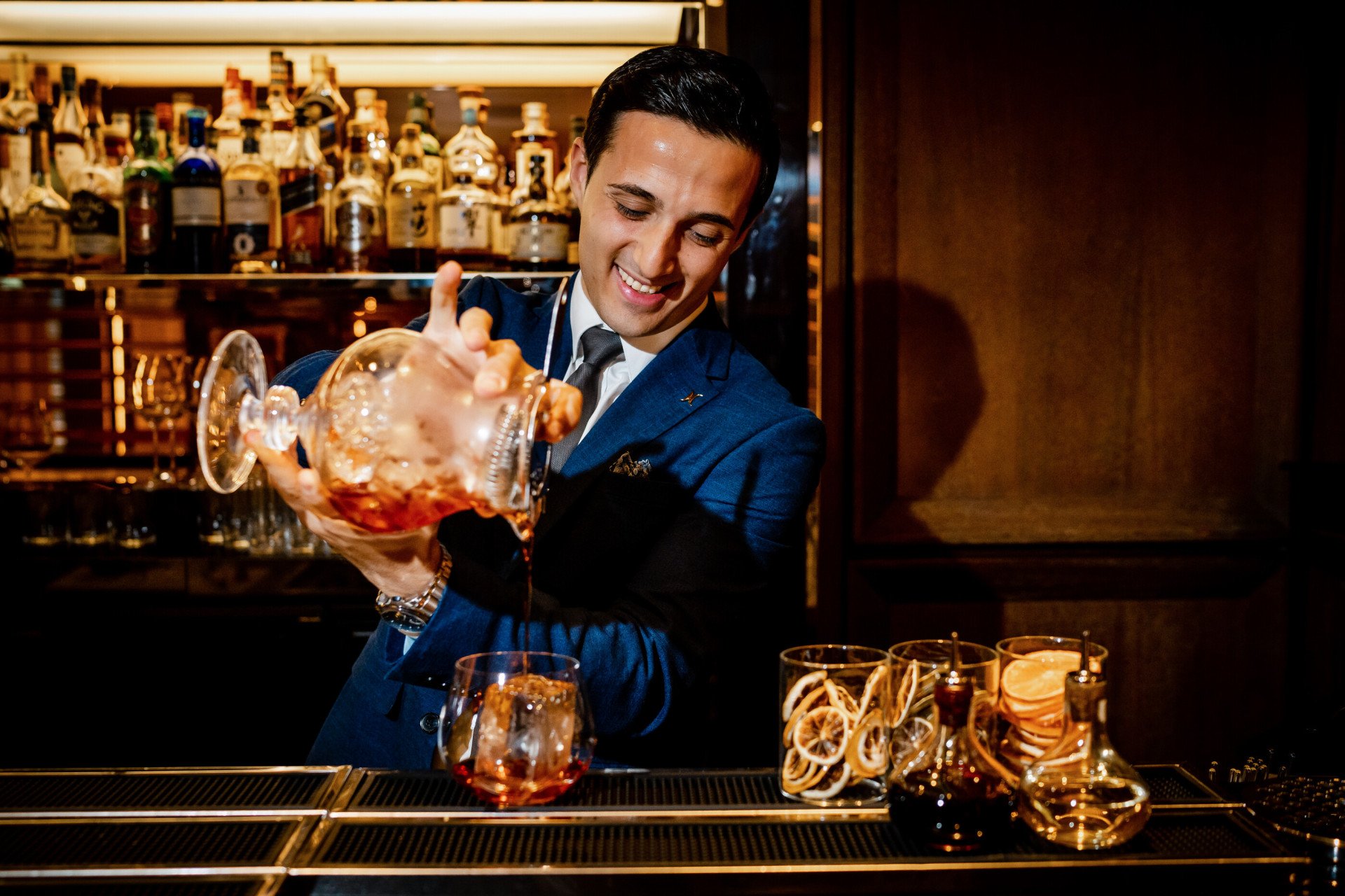 Head Bartender Enrico Perri at BAR45 at 45 Park Lane.