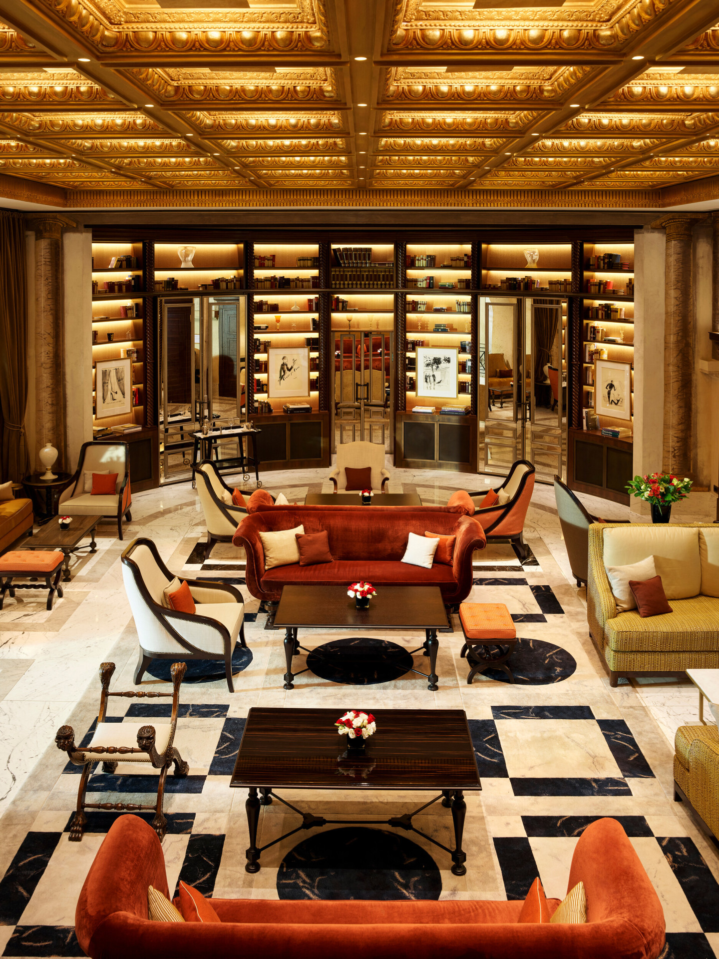 La Libreria lobby lounge at Hotel Eden, Rome