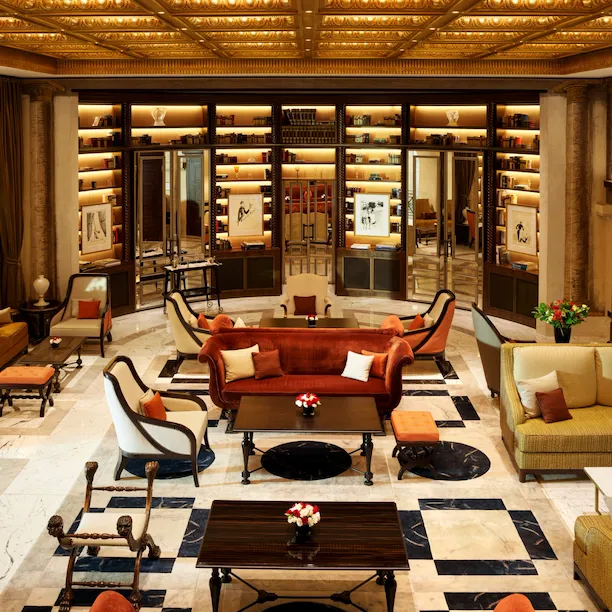 La Libreria lobby lounge at Hotel Eden, Rome