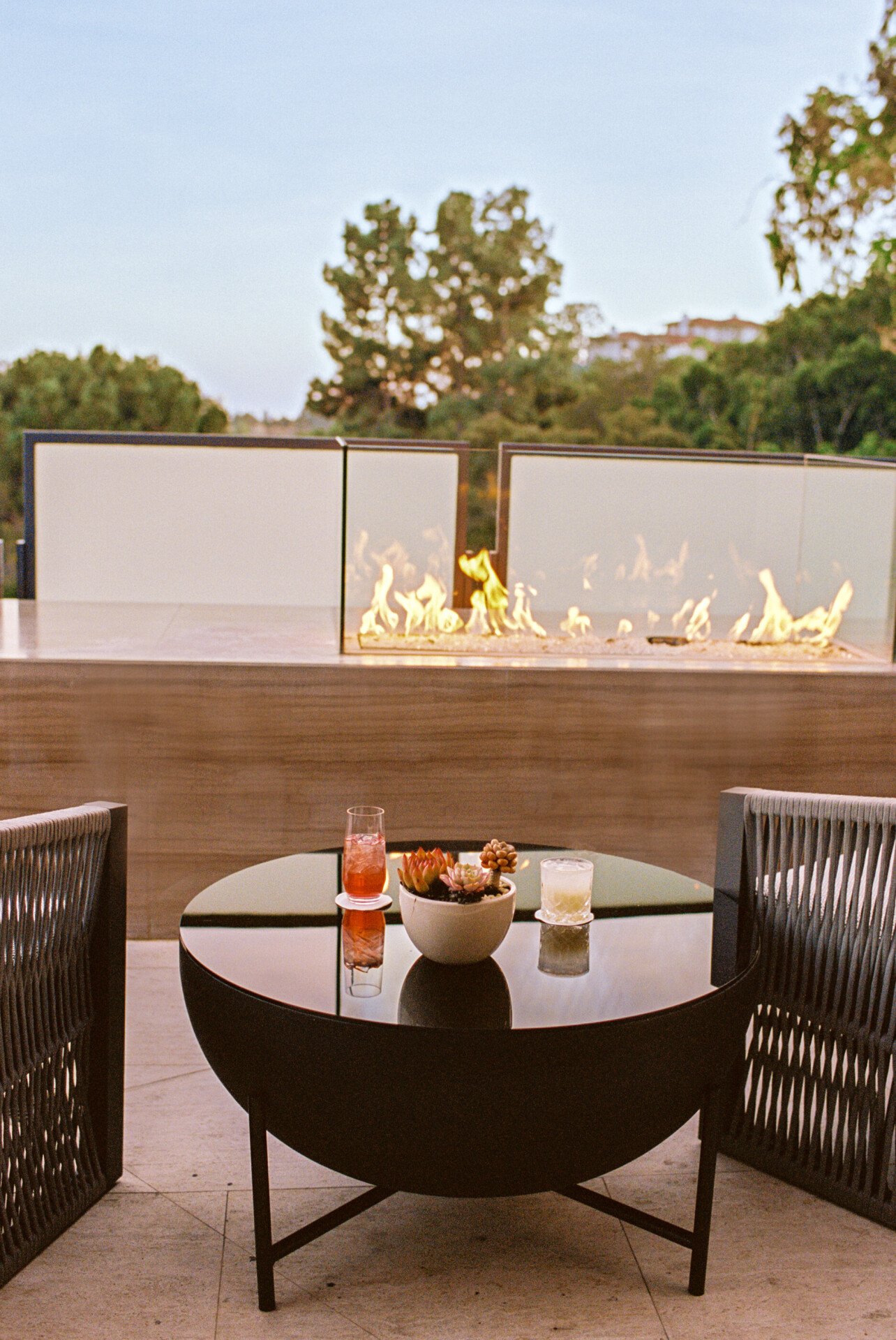 Cocktail by suite fireplace 