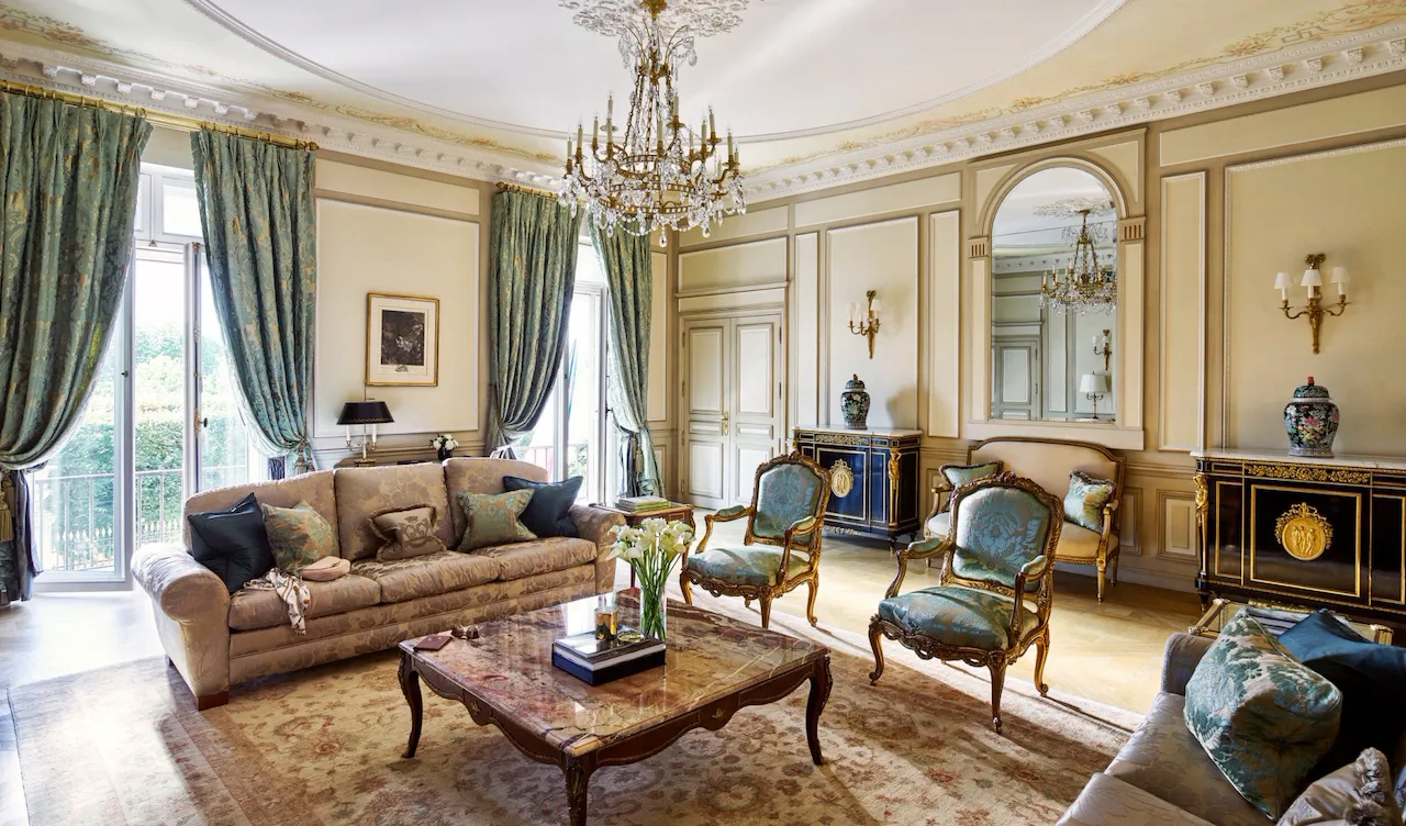 Details in the living room of the presidential appartment at Le Meurice, Paris.