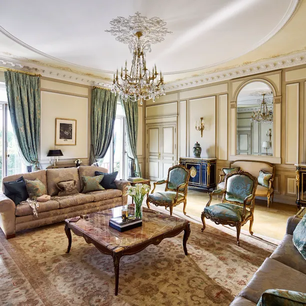 Details in the living room of the presidential appartment at Le Meurice, Paris.