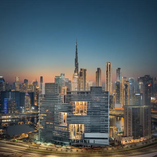 Night time on the exterior of The Residences, Dubai