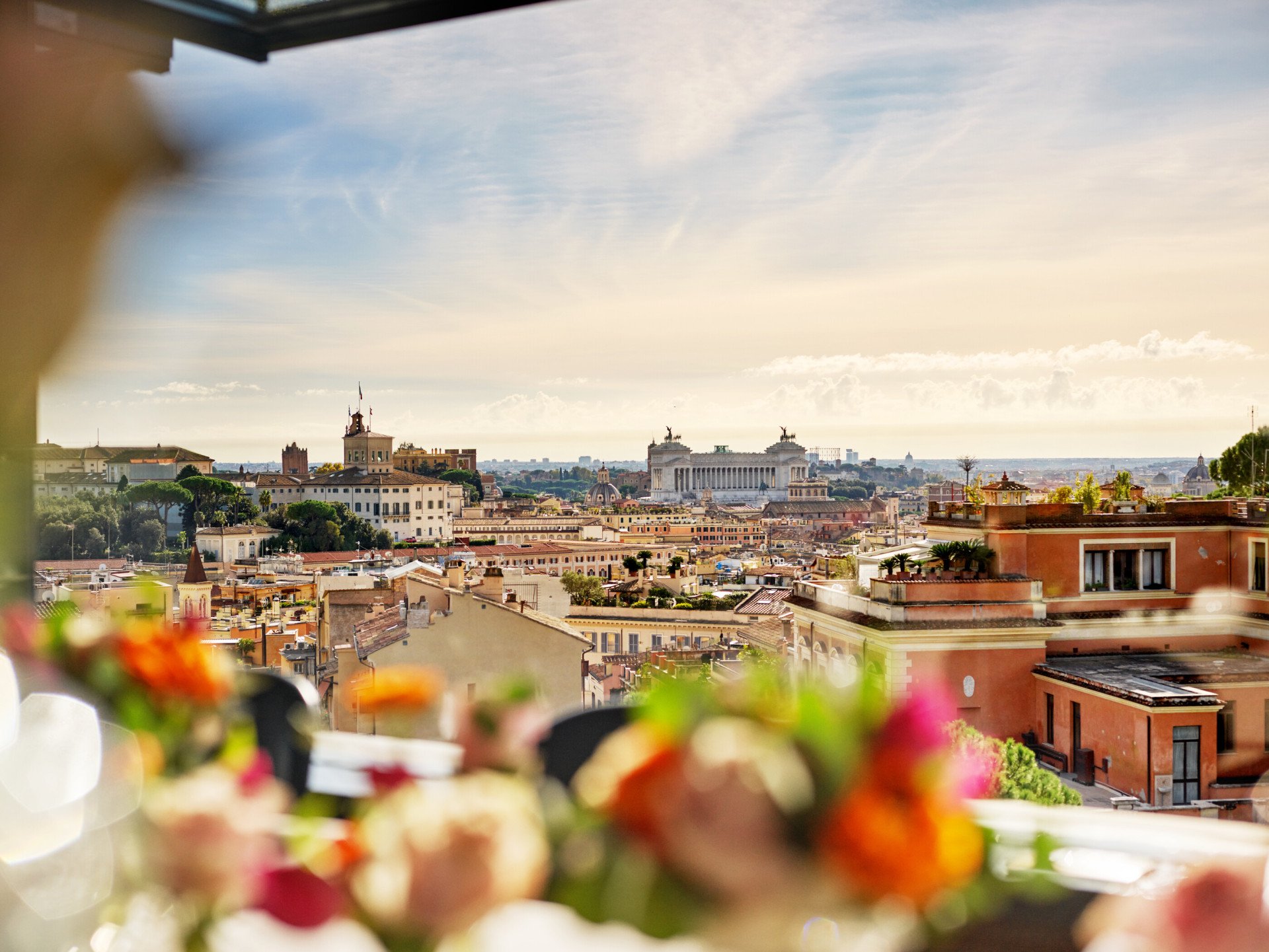 Panoramic view on Rome and Altare della Patria from La Terrazza
