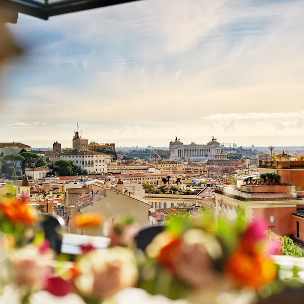 Panoramic view on Rome and Altare della Patria from La Terrazza