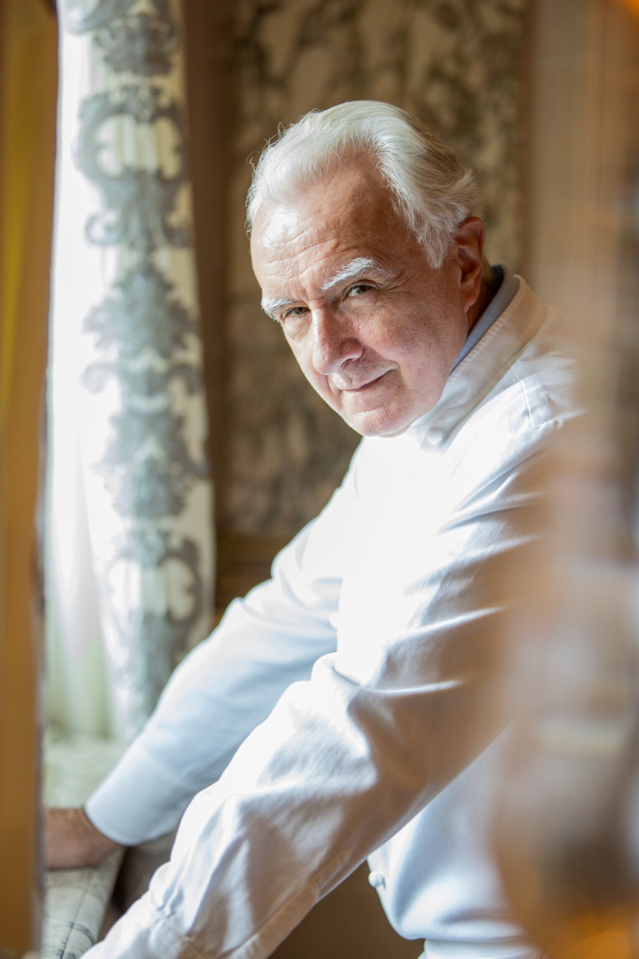 Portrait shot of chef Alain Ducasse at Le Meurice, Paris.