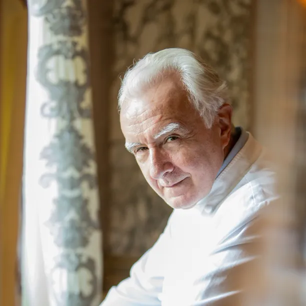 Portrait shot of chef Alain Ducasse at Le Meurice, Paris.