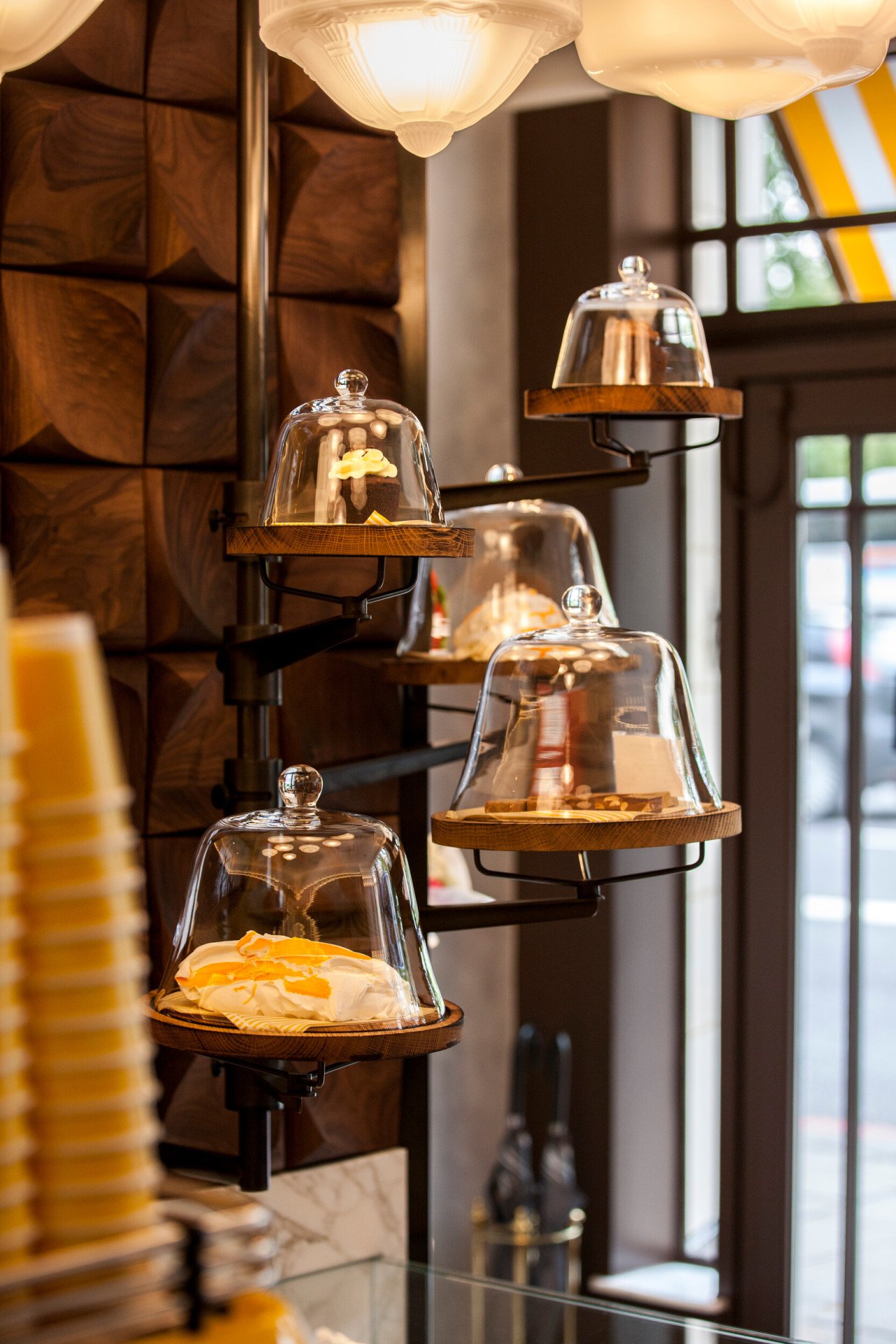 Cake stand display in Parcafe at The Dorchester