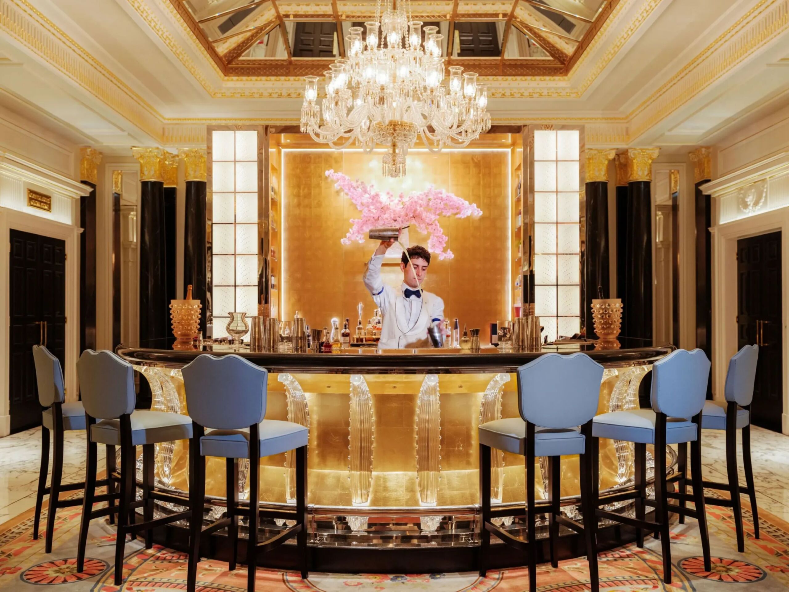 Artists' Bar at The Dorchester - with bartender behind the bar