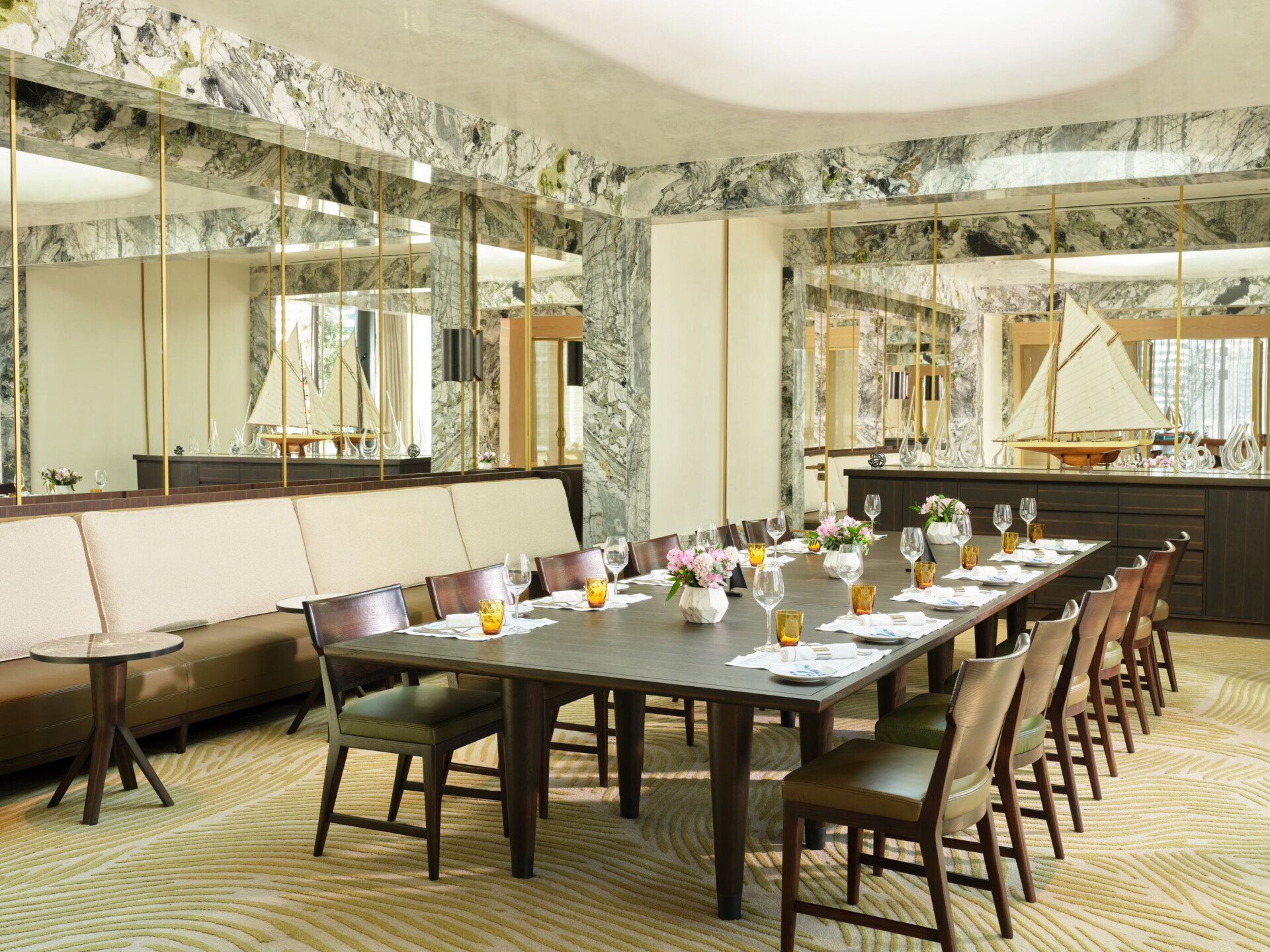Private dining room set up at Riviera by Jean Imbert at The Lana - Dorchester Collection