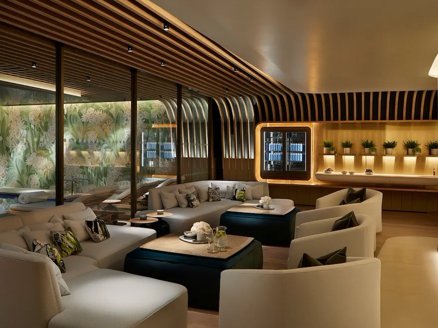 The Spa lounge seating area at Mayfair Park Residences London