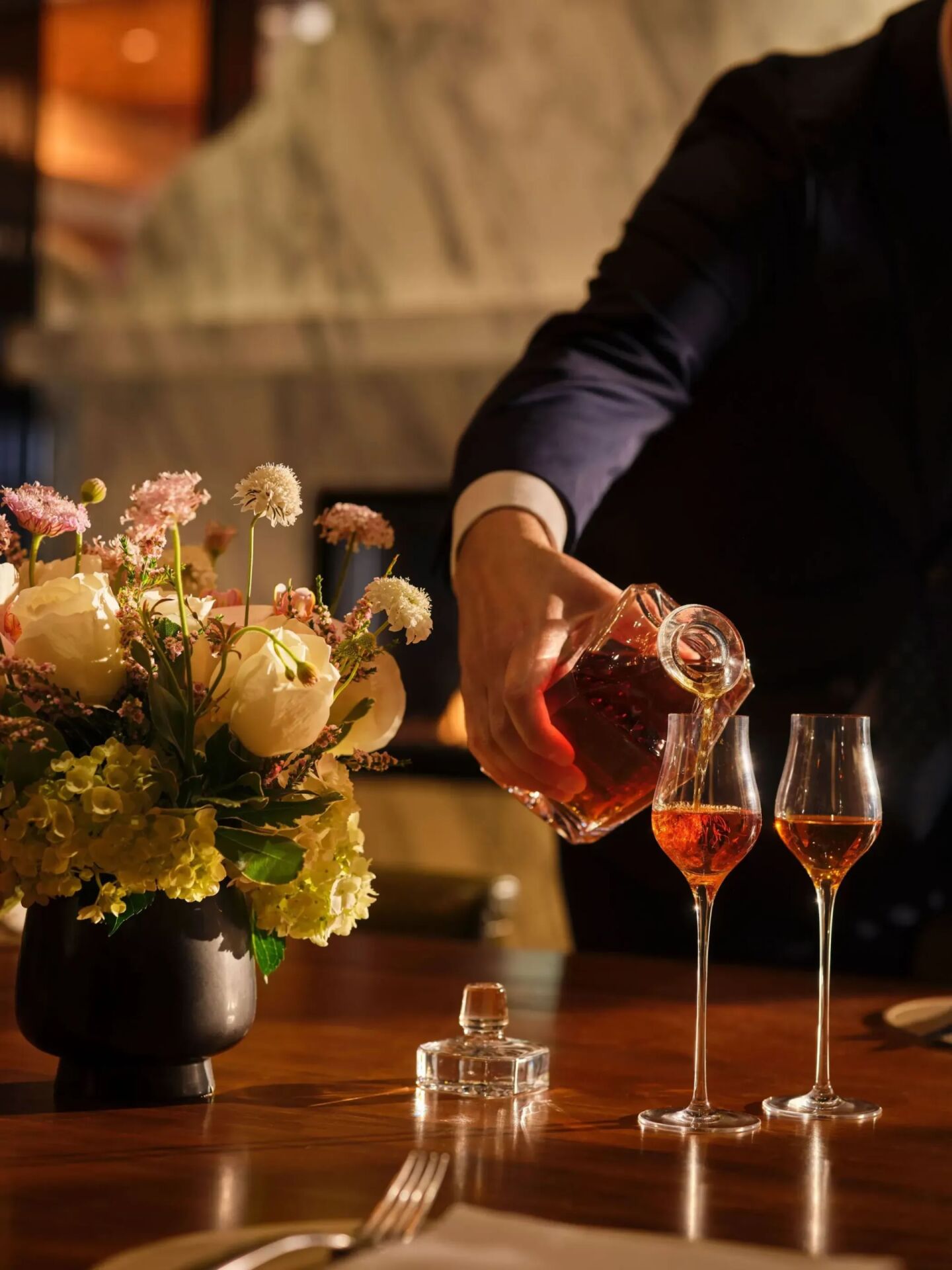 Whisky pour in the private dining room 