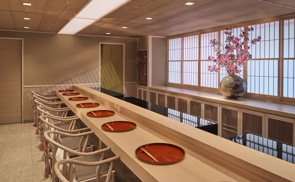 The main dining space at Sushi Kanesaka