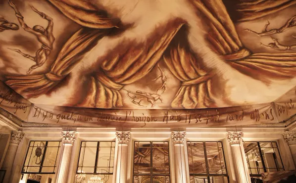 Large view on a painting made by Ara Starck on the ceiling of the restaurant Le Dali, at Le Meurice, Paris