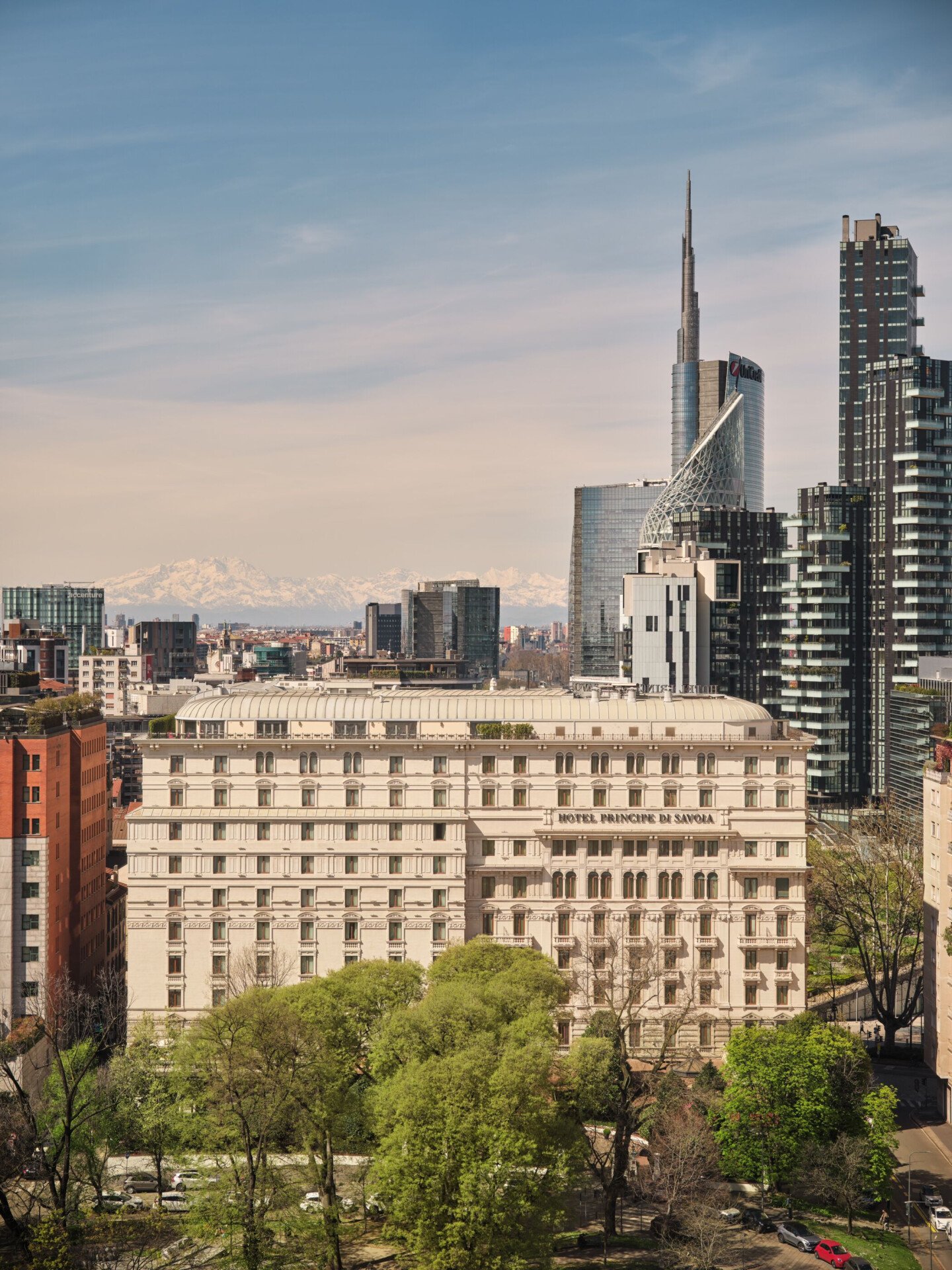 Hotel Facade and Porta Nuova district in the background