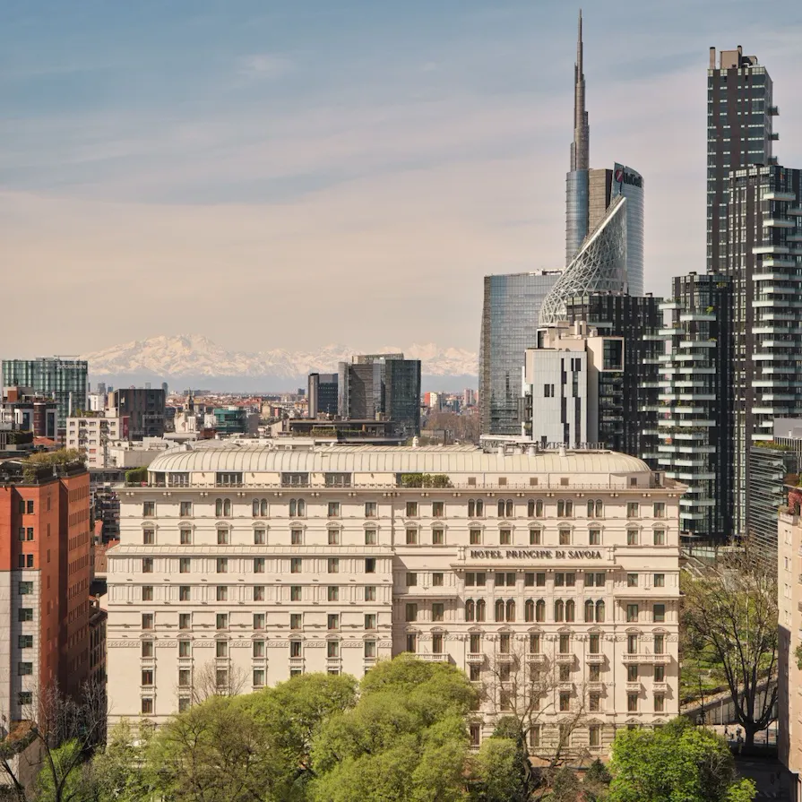Hotel Facade and Porta Nuova district in the background