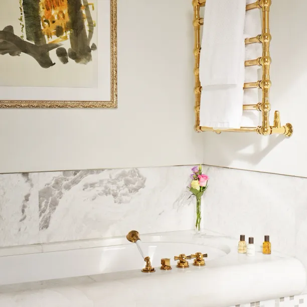 Close up on marble bath tube at Hotel Eden