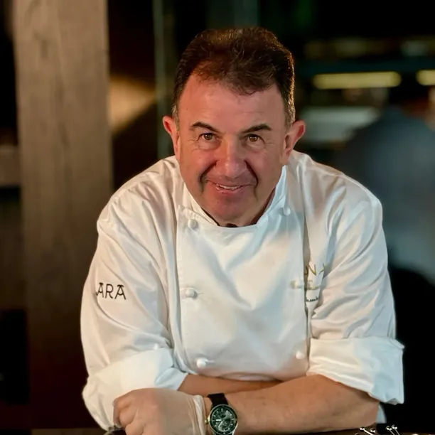 Chef Martín Berasategui and in action at Jara by Martín Berasategui located at The Lana, Dorchester Collection, Dubai.