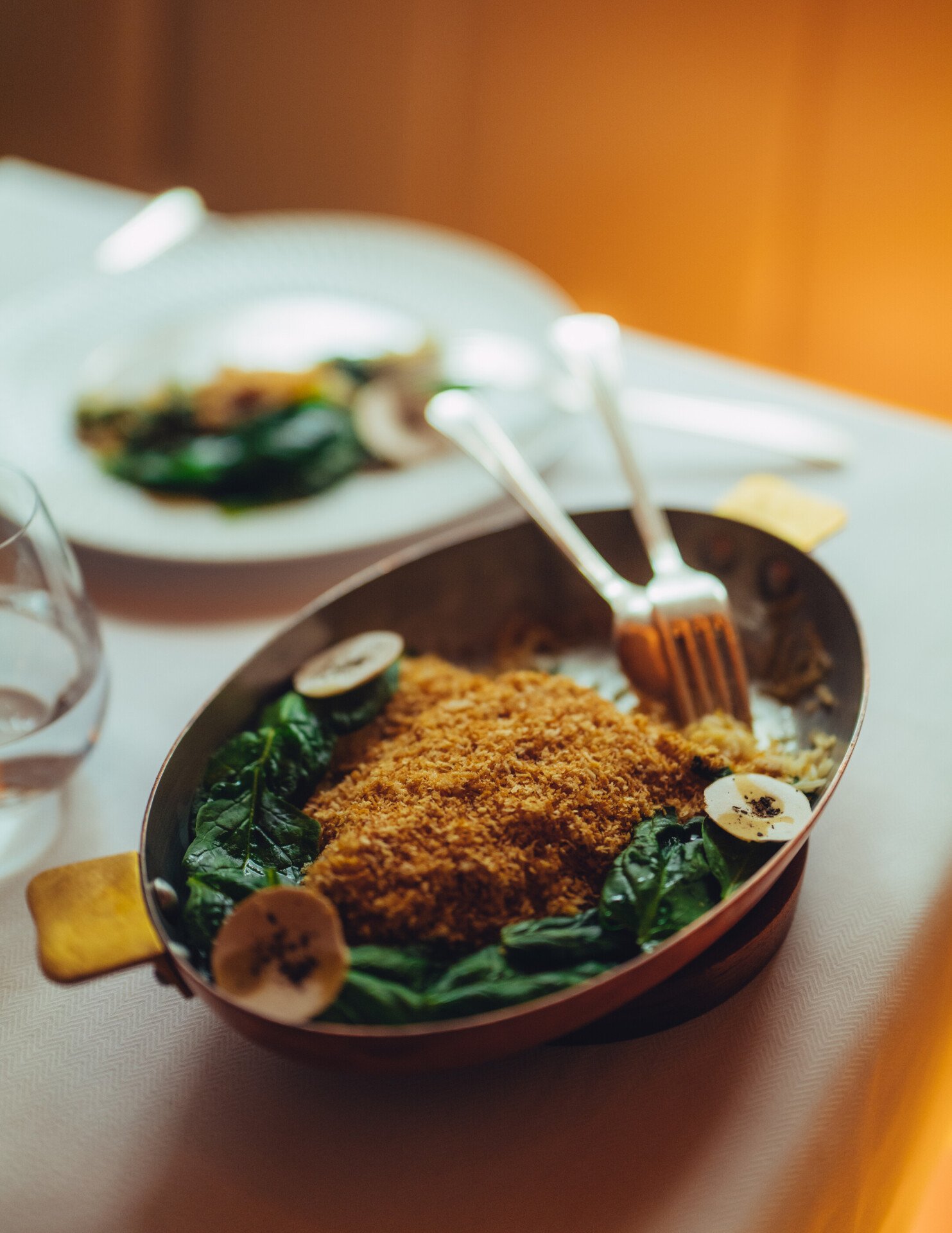 Picture of sea bream gratin with cutlery at Le Relais Plaza
