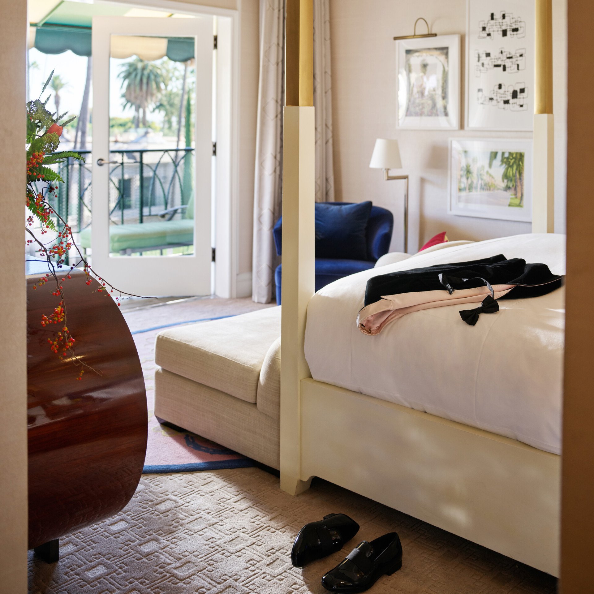 Crescent Suite bedroom at The Beverly Hills Hotel, Beverly Hills