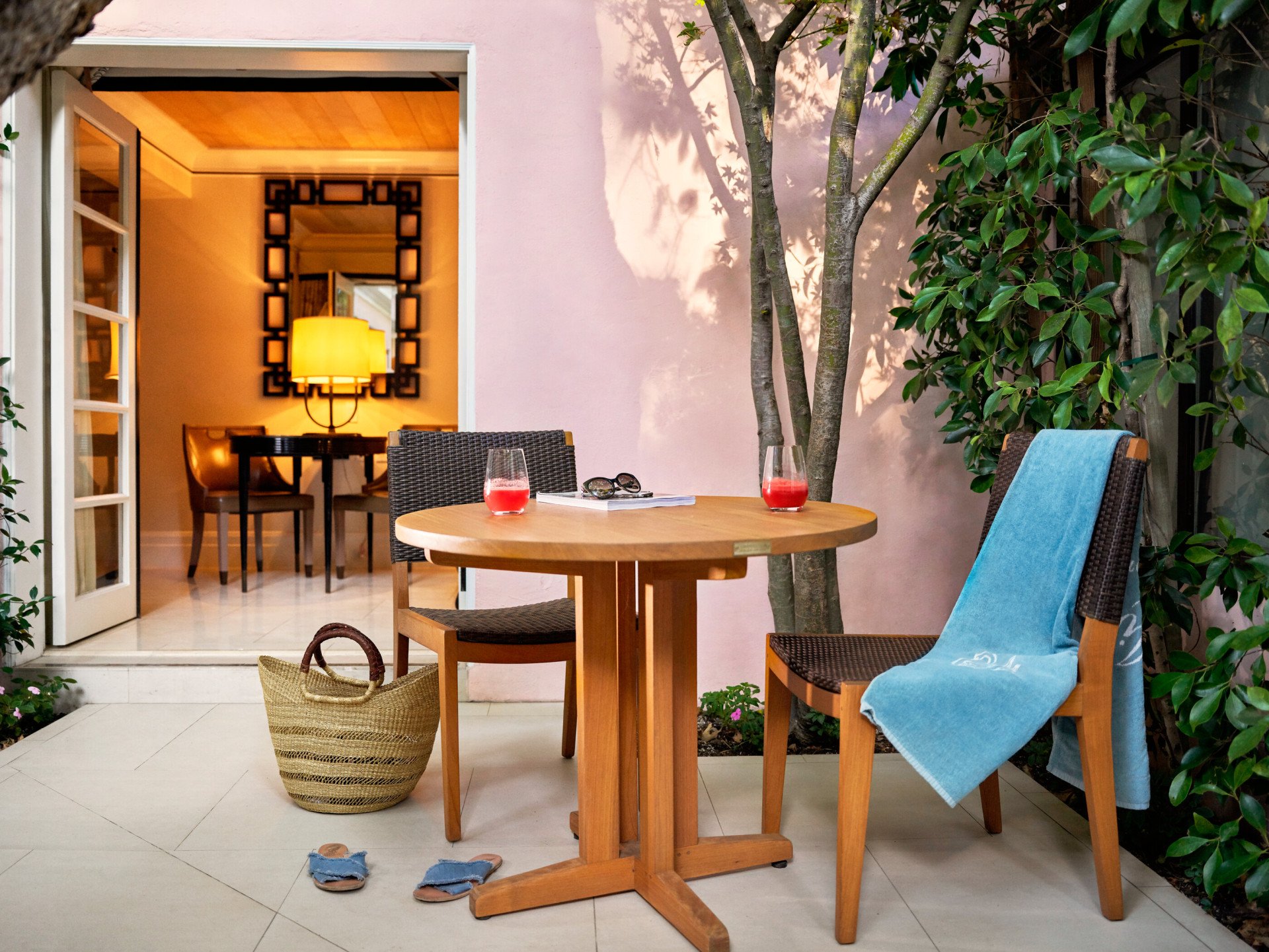 Table for two on the patio of Junior Pool Suite