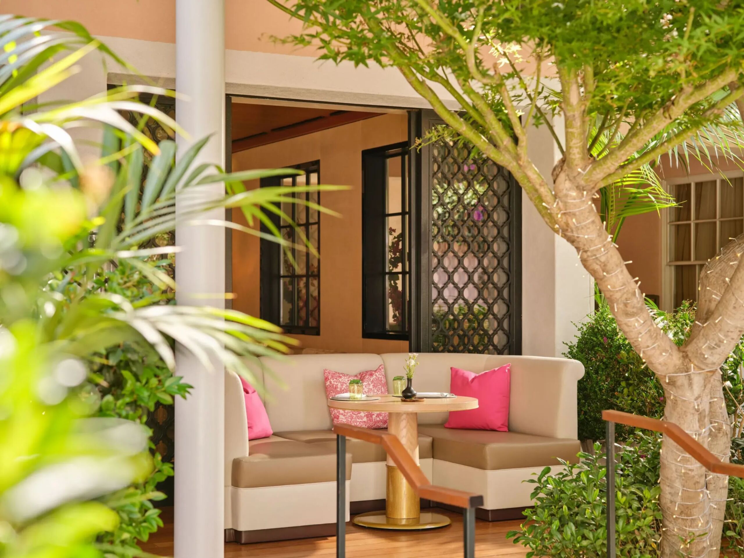 The Restaurant at Hotel Bel-Air outside deck booth moment 