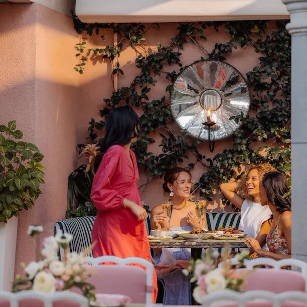 Dining in the Cabana Cafe, Beverly Hills