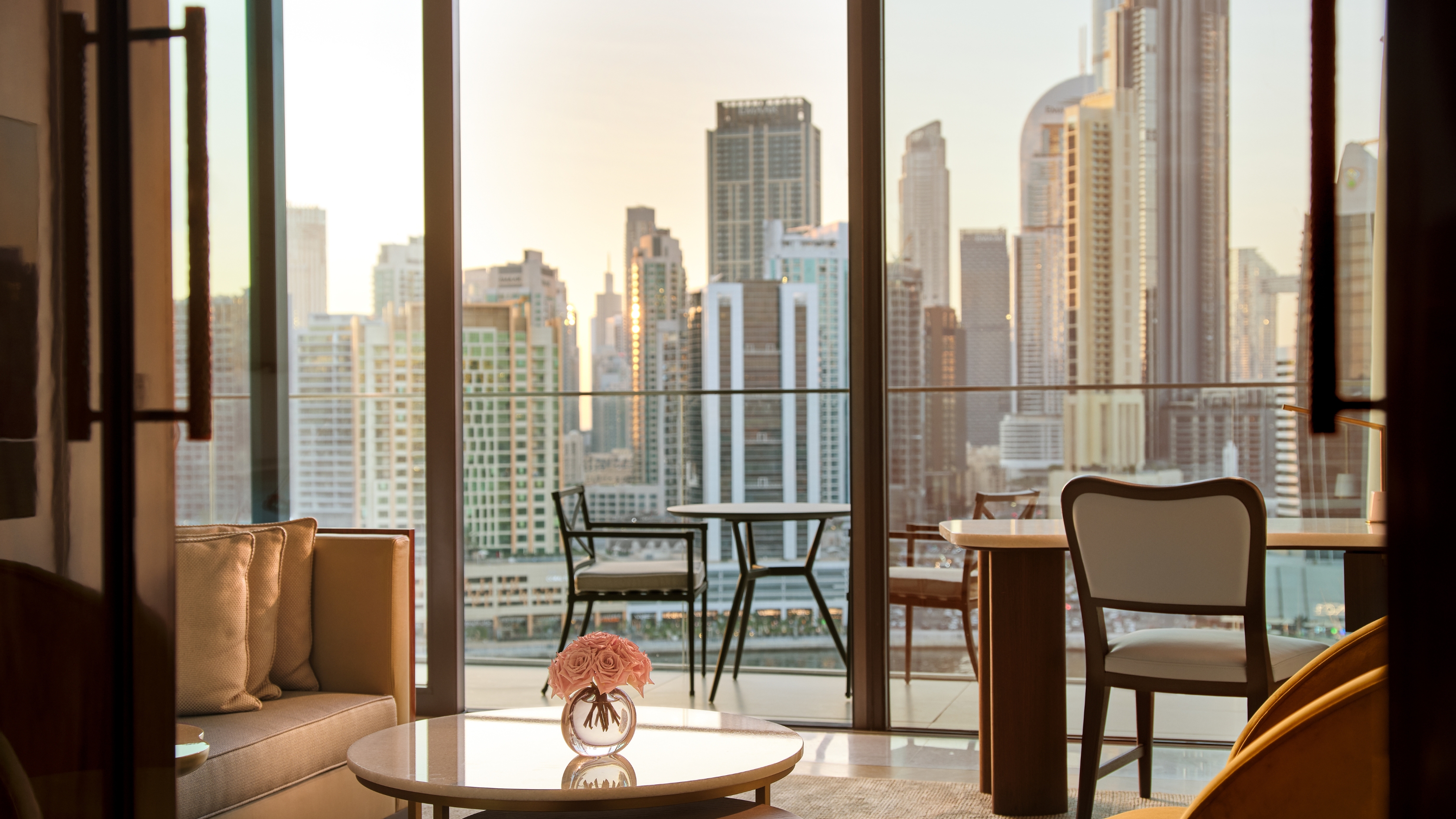 The balcony and Downtown's view, while sitting inside the Marina Room