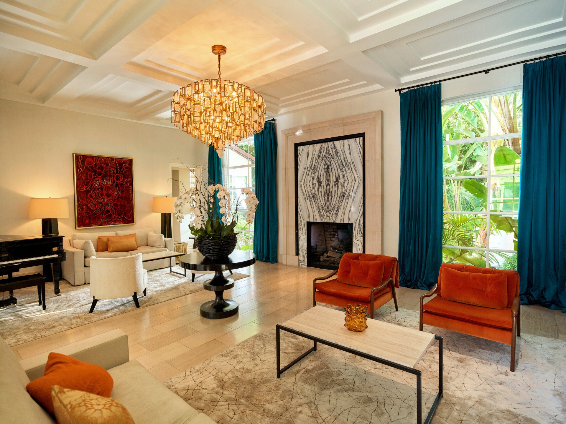 Living room inside the Presidential Suite at Hotel Bel-Air
