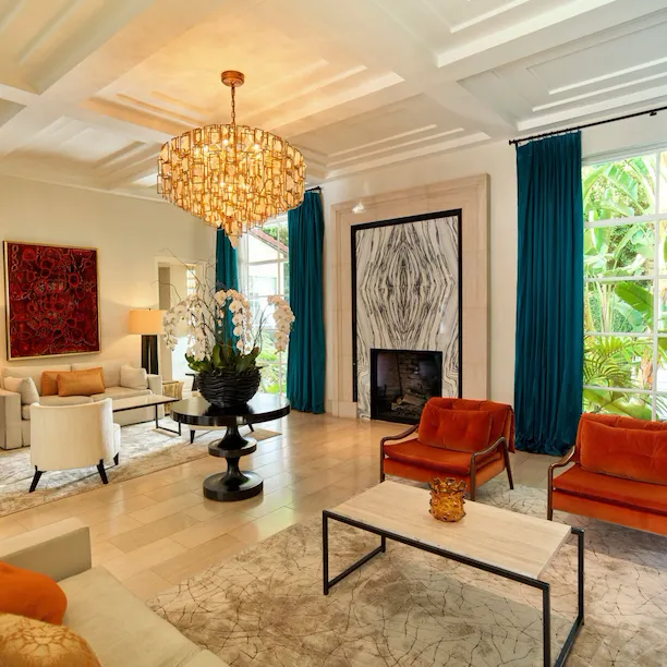 Living room inside the Presidential Suite at Hotel Bel-Air