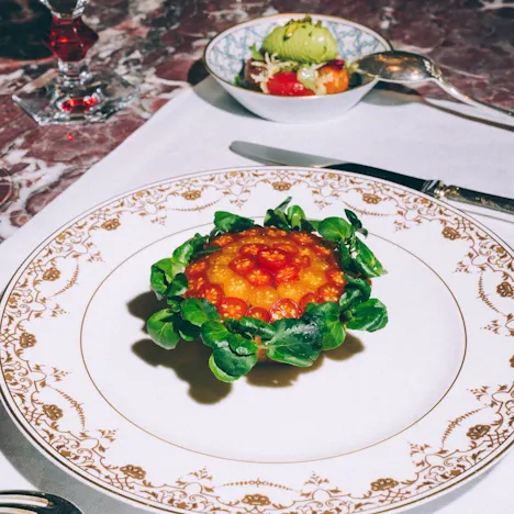 Tomato tart at Jean Imbert au Plaza Athénée