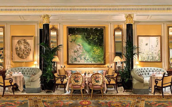 The Promenade tables, artwork in soft lighting