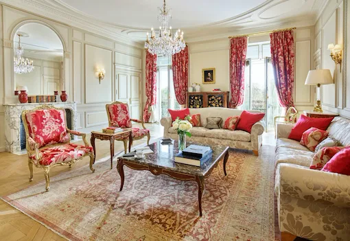Presidential living room details at Le Meurice, Paris.