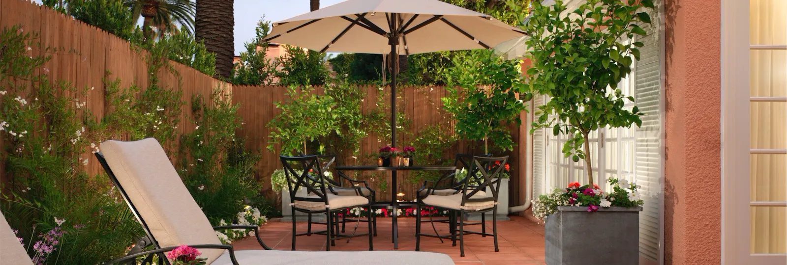 Bungalow 8A Patio and Dining Area at The Beverly Hills Hotel, Los Angeles