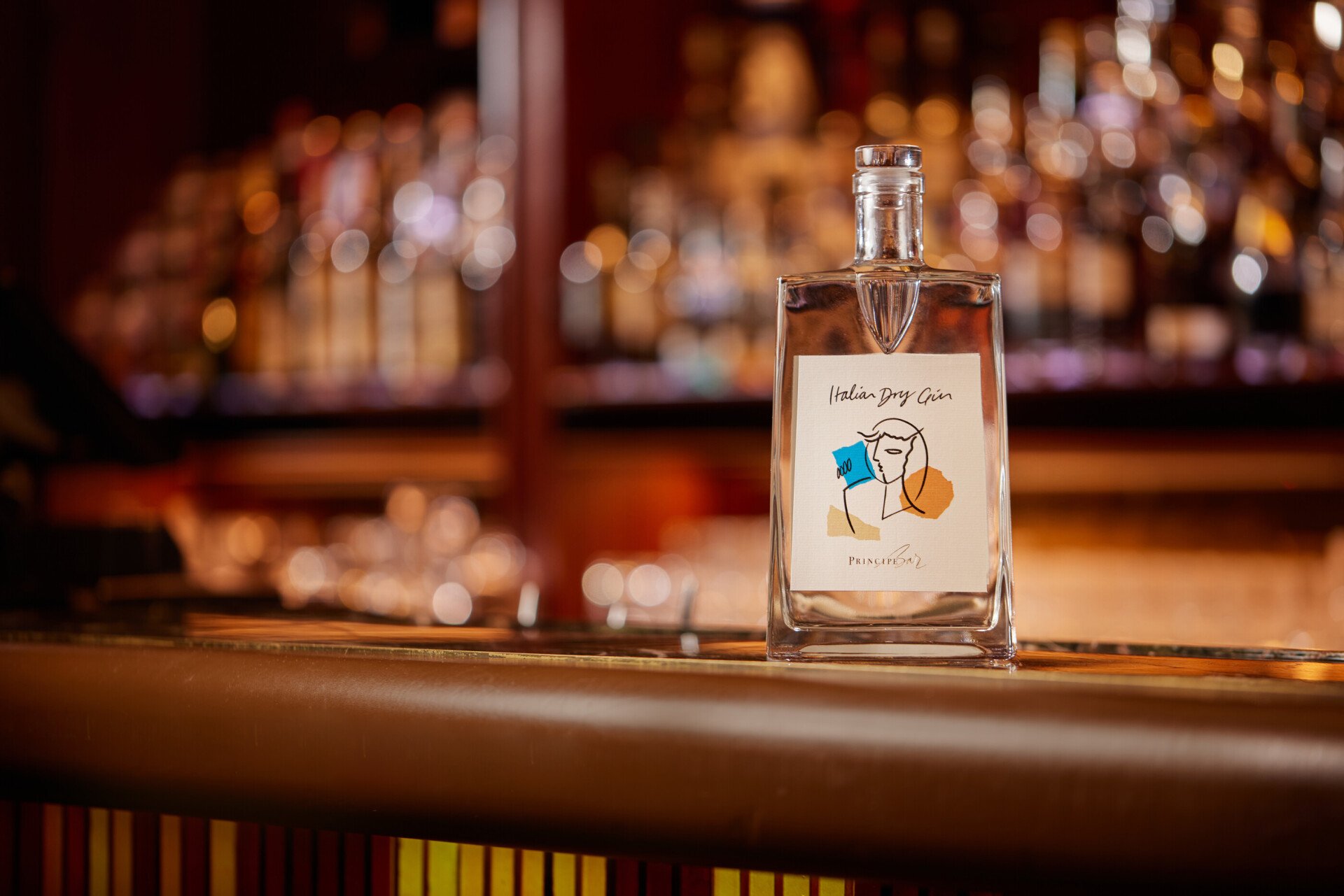 Principe Gin Bottle on the Principe Bar counter