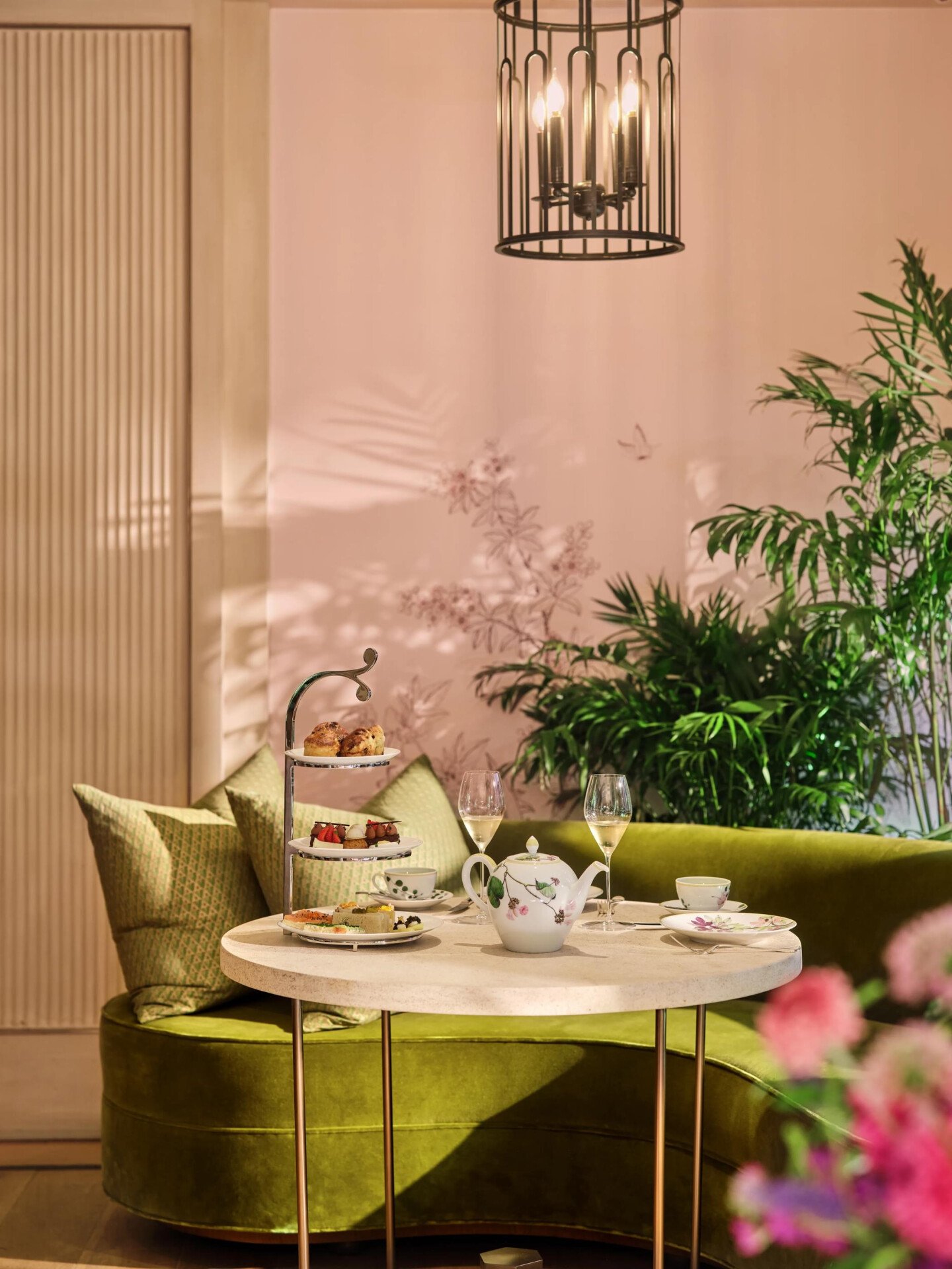 The Living Room at Hotel Bel-Air afternoon tea set up 