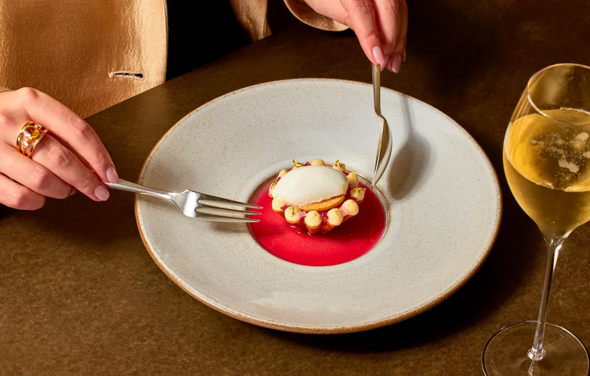 Woven by Adam Smith dessert at Coworth Park