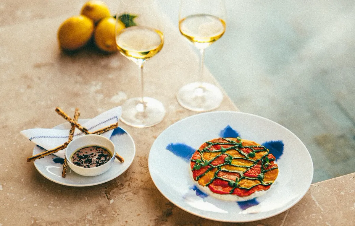 Food and drinks details at Riviera by Jean Imbert