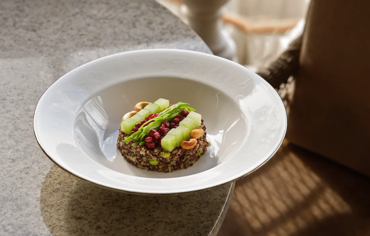 The Drawing Room terrace Quinoa dish at Coworth Park.