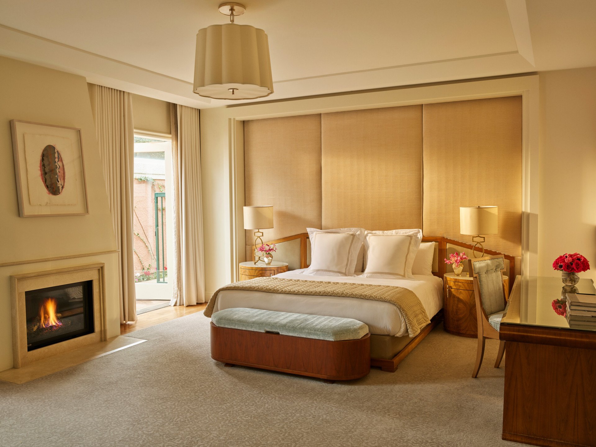 Master bedroom in presidential Bungalow 24A at The Beverly Hills Hotel 