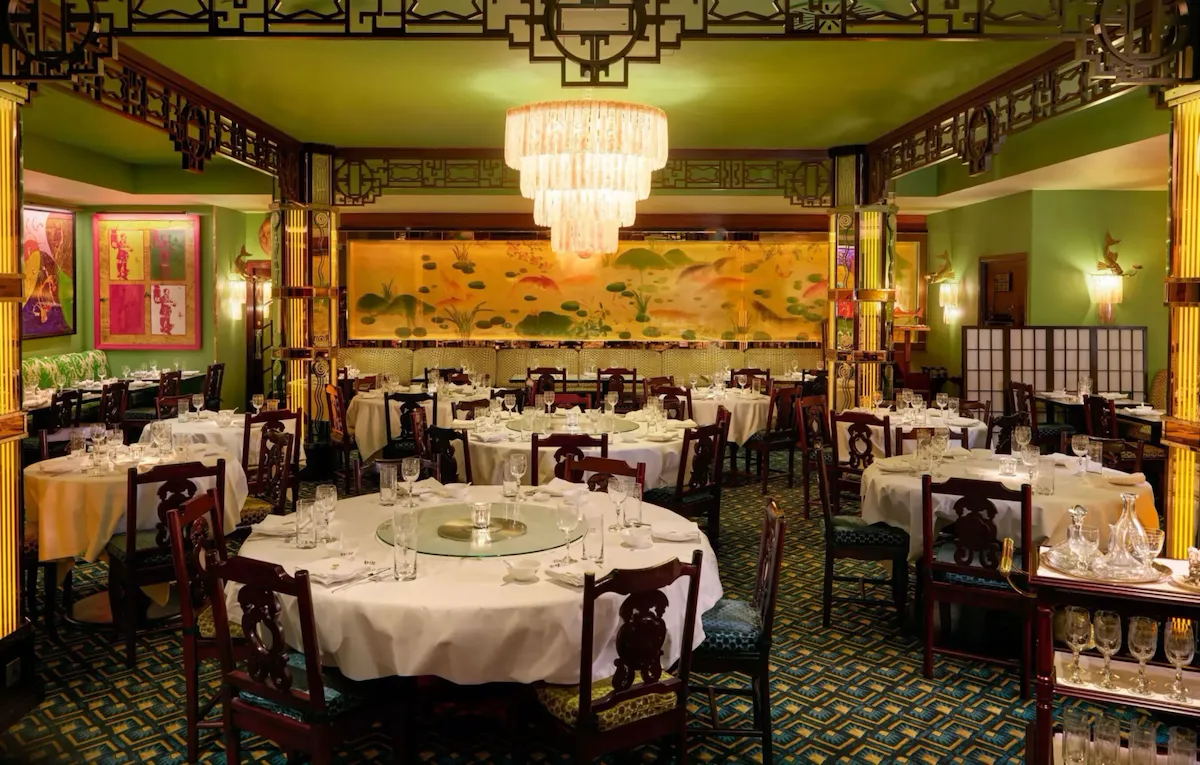 Refreshed Interiors at China Tang at The Dorchester in warm lighting