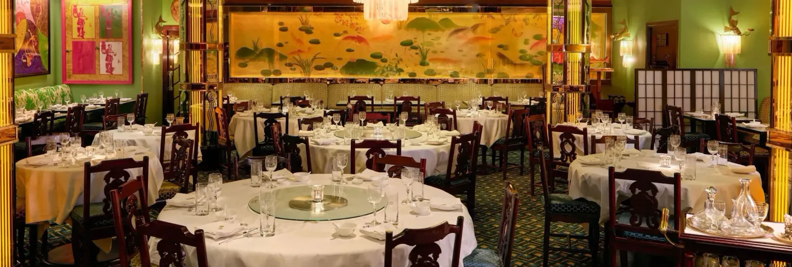 Refreshed Interiors at China Tang at The Dorchester in warm lighting