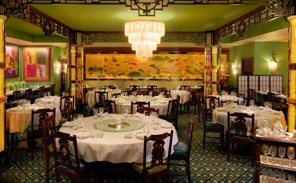 Refreshed Interiors at China Tang at The Dorchester in warm lighting