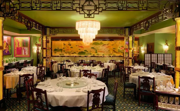 Refreshed Interiors at China Tang at The Dorchester in warm lighting