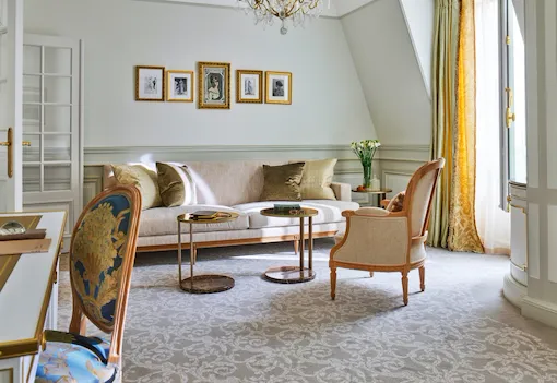 Junior suite living room at Le Meurice, Paris