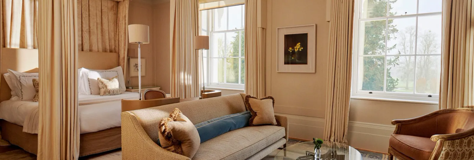 Mansion House Junior suite on a sunny day at Coworth Park, Ascot