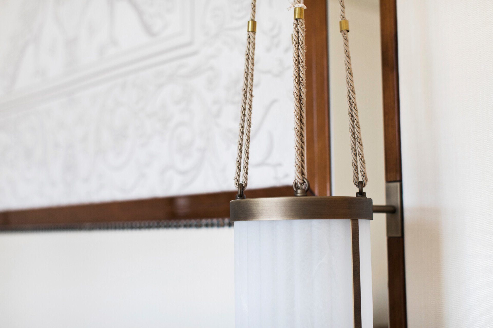 Detail of bedside lamp inside room at Hotel Eden, Rome