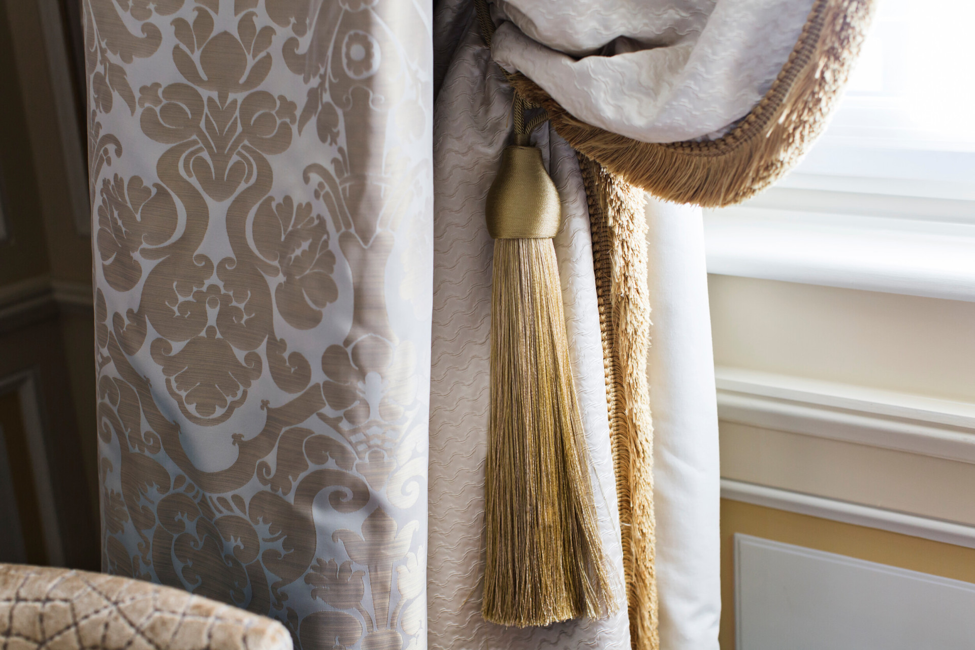 Detail of a curtain in a suite
