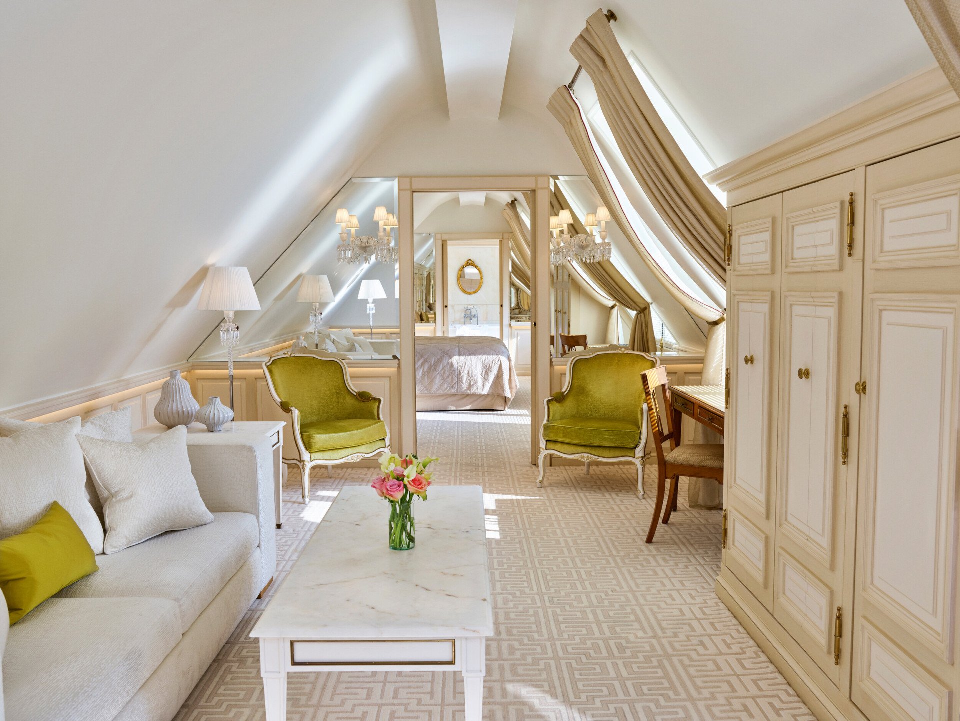 Living room of the Parisienne suite at Le Meurice, Paris.