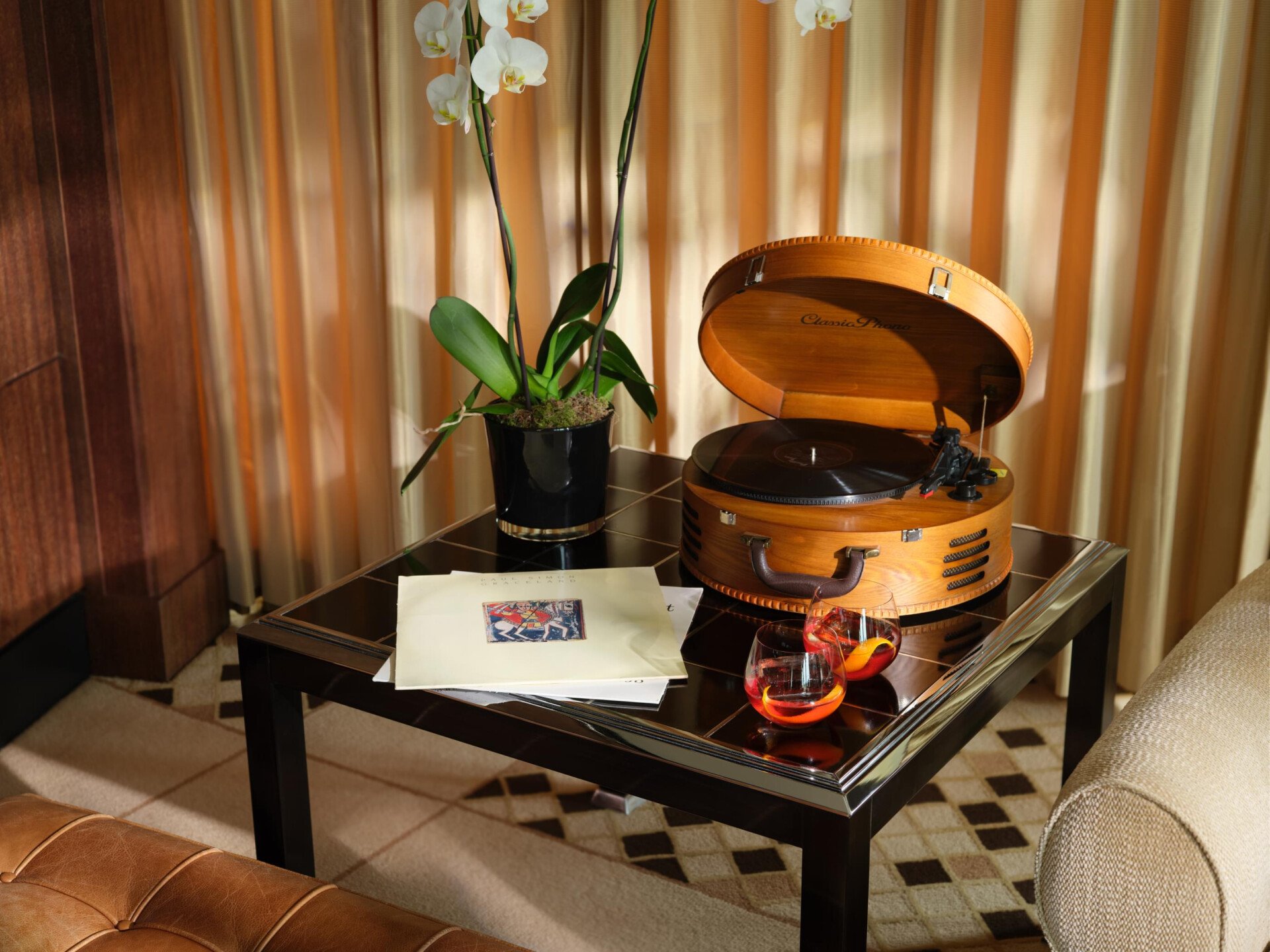 The Penthouse terrace suite in eventing light at 45 Park Lane